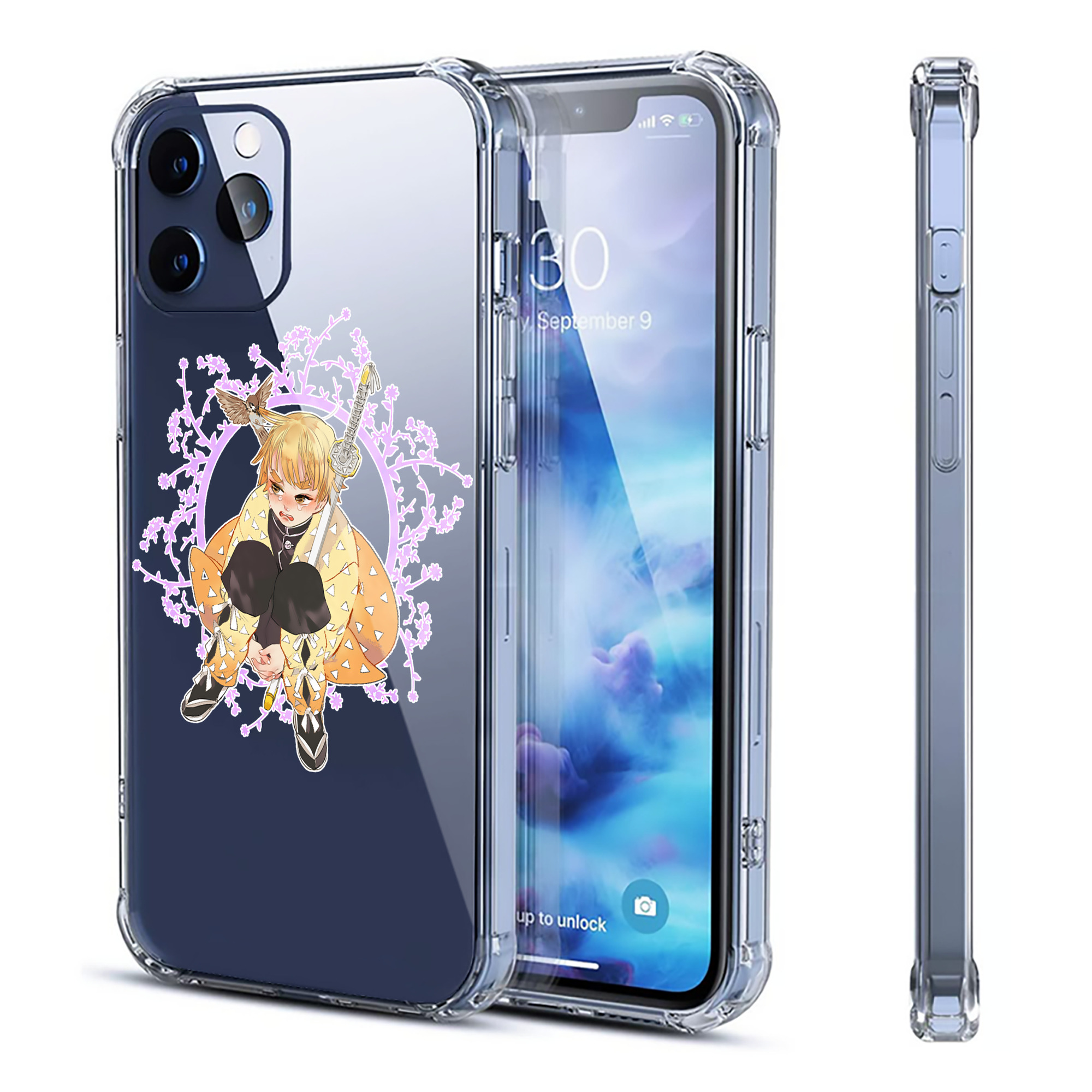 （画像用） 鬼滅の刃（きめつのやいば）我妻 善逸／あがつま ぜんいつ Agatsuma Zenitsu 【iPhone 12シリーズ対応】透明スマホケース（クリアソフトケース）